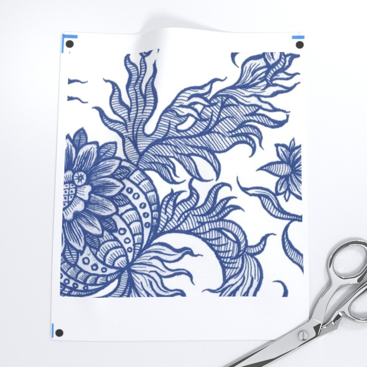 Chintz Floral Blue White Vintage Style Traditional Cobalt Chinoiserie Custom Pre-pasted Wallpaper by Spoonflower Pre-Pasted Wallpaper 2FT Wide